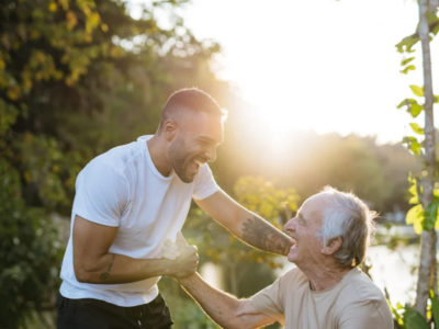 Carer and client enjoying companionship