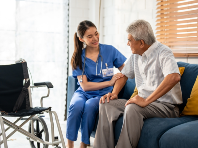 Carer supporting a client at home